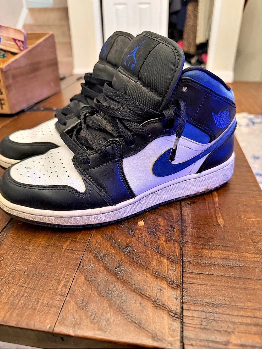 Nike Air Jordan 1 Mid Black & Blue Sneakers